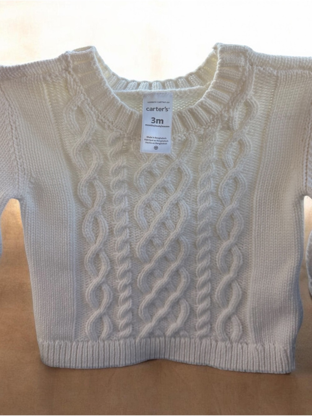 Carter's Cream Cable-Knit Crew Sweater for baby